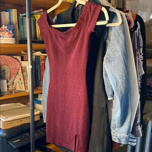 Windsor Sparkly Burgundy Midi Bodycon Dress